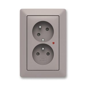 ABB Zoni dvojzásuvka greige/bílé okraje 5593T-C02357 144 s přepěťovou ochranou (2CHT922357C4144)