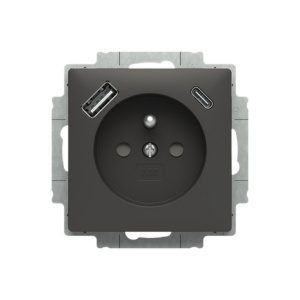 ABB Zoni zásuvka s nabíjením USB-A/C matná černá 5569T-A32357 237 s clonkami 2CHT693257A4237