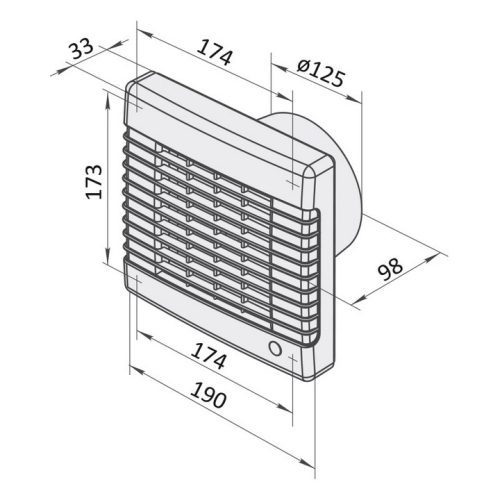 Axiální koupelnový ventilátor s automatickou žaluzií VENTS 125 MAL 1009212 - Obrázek 2