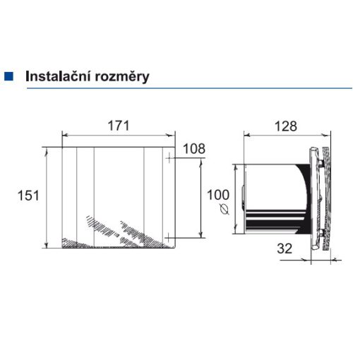 Axiální koupelnový ventilátor se zpětnou klapkou a časovým doběhem Blauberg QUATRO 100T - Obrázek 2