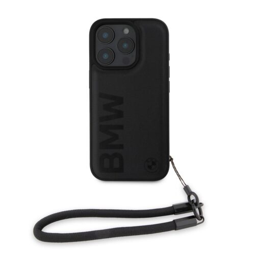 BMW Leather Signature and Strap Zadní Kryt pro iPhone 16 Pro Black BMHCP16L23RMRLK