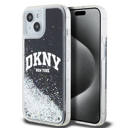 DKNY Liquid Glitter Arch Logo Zadní Kryt pro iPhone 14 Black DKHCP14SLBNAEK