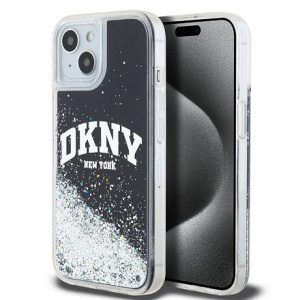 DKNY Liquid Glitter Arch Logo Zadní Kryt pro iPhone 14 Black DKHCP14SLBNAEK