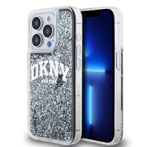 DKNY Liquid Glitter Arch Logo Zadní Kryt pro iPhone 15 Pro Black DKHCP15LLBNAEK
