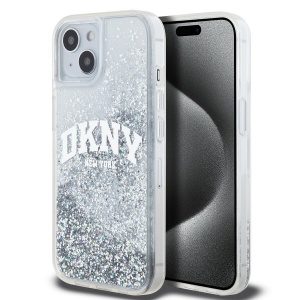 DKNY Liquid Glitter Arch Logo Zadní Kryt pro iPhone 15 Transparent DKHCP15SLBNAET