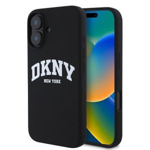 DKNY Liquid Silicone Arch Logo MagSafe Zadní Kryt pro iPhone 16 Black DKHMP16SSNYACH