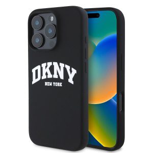 DKNY Liquid Silicone Arch Logo MagSafe Zadní Kryt pro iPhone 16 Pro Black DKHMP16LSNYACH