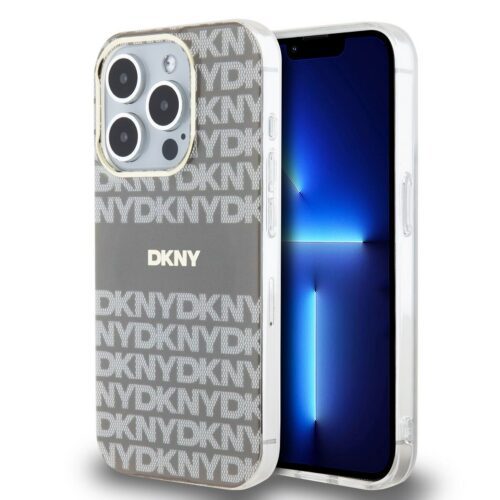 DKNY PC/TPU Repeat Pattern Tonal Stripe Magsafe Zadní Kryt pro iPhone 14 Pro Max Beige DKHMP14XHRHSEE