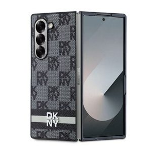 DKNY PU Leather Checkered Pattern and Stripe Zadní Kryt pro Samsung Galaxy Z Fold 6 Black DKHCZFD6PCPTSSK