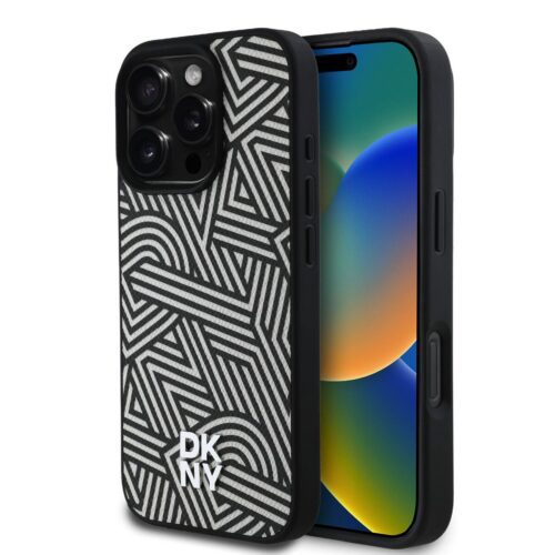DKNY PU Leather Crosswalk Pattern Magsafe Zadní Kryt pro iPhone 16 Pro Ivory DKHMP16LPGCWPKE