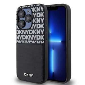 DKNY PU Leather Repeat Pattern Card Pocket Zadní Kryt pro iPhone 14 Pro Black DKHCP14LPCRTHLK