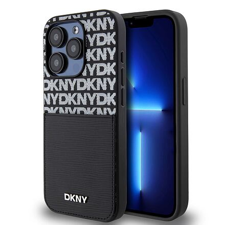 DKNY PU Leather Repeat Pattern Card Pocket Zadní Kryt pro iPhone 14 Pro Black DKHCP14LPCRTHLK