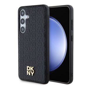 DKNY PU Leather Repeat Pattern Stack Logo Magsafe Zadní Kryt pro Samsung Galaxy S24+ Black DKHMS24MPSHRPSK