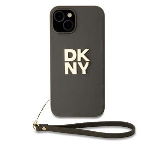 DKNY PU Leather Stack Logo Wrist Strap Zadní Kryt pro iPhone 13 Brown DKHCP13MPBSWSA