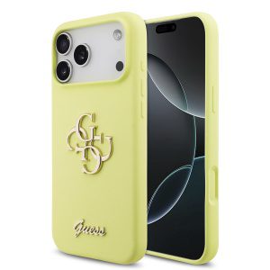 Guess Liquid Silicone 4G Metal Logo Zadní Kryt pro iPhone 17 Pro Max Yellow GUHCP17XSC4GLMY