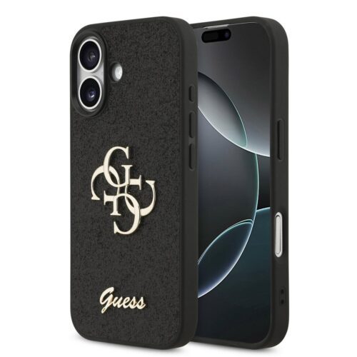 Guess PU Fixed Glitter 4G Metal Logo Zadní Kryt pro iPhone 17 Black GUHCP17SHG4SGK