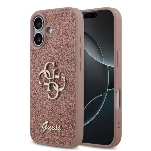 Guess PU Fixed Glitter 4G Metal Logo Zadní Kryt pro iPhone 17 Pink GUHCP17SHG4SGP