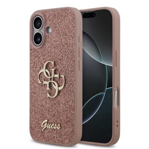 Guess PU Fixed Glitter 4G Metal Logo Zadní Kryt pro iPhone 17 Pink GUHCP17SHG4SGP