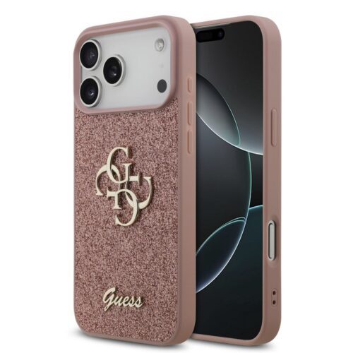 Guess PU Fixed Glitter 4G Metal Logo Zadní Kryt pro iPhone 17 Pro Max Pink GUHCP17XHG4SGP