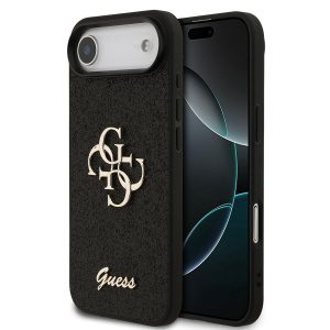 Guess PU Fixed Glitter 4G Metal Logo Zadní Kryt pro iPhone Air Black GUHCP17MHG4SGK