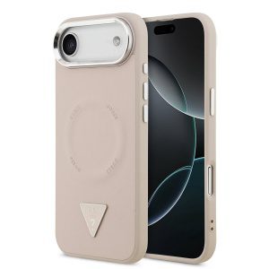 Guess PU Leather Triangle Logo MagSafe Zadní Kryt pro iPhone Air Pink GUHMP17MPSDTSCMP
