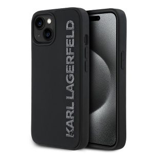 Karl Lagerfeld 3D Rubber Glitter Logo Zadní Kryt pro iPhone 14 Black KLHCP14SRBKGVCK
