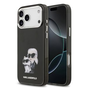 Karl Lagerfeld IML Aquarelle Karl and Choupette Zadní Kryt pro iPhone 17 Pro Max Black KLHMP17XHMKCAQOK