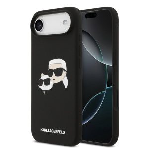 Karl Lagerfeld Liquid Silicone Double Heads MagSafe Zadní Kryt pro iPhone Air Black KLHMP17MSKCHPPLK