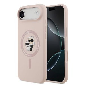Karl Lagerfeld Liquid Silicone Karl and Choupette MagSafe Zadní Kryt pro iPhone Air Pink KLHMP17MSCMKCRHP