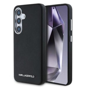 Karl Lagerfeld PU Saffiano Metal Logo and Frame Zadní Kryt pro Samsung Galaxy S25 Black KLHMS25SPSAFWMCK