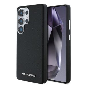 Karl Lagerfeld PU Saffiano Metal Logo and Frame Zadní Kryt pro Samsung Galaxy S25 Ultra Black KLHMS25LPSAFWMCK