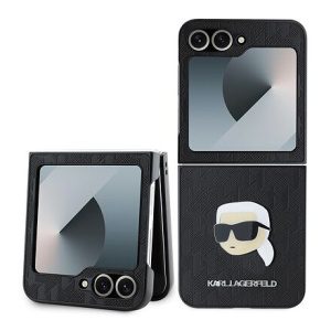 Karl Lagerfeld PU Saffiano Monogram Karl Head Zadní Kryt pro Samsung Galaxy Z Flip 6/7 FE Black KLHCZF6PGKSKIHK