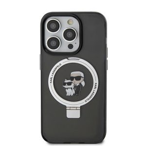 Karl Lagerfeld Ringstand Karl and Choupette MagSafe Zadní Kryt pro iPhone 16 Pro Max Black KLHMP16XHMRSKCK