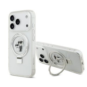 Karl Lagerfeld Ringstand Karl and Choupette MagSafe Zadní Kryt pro iPhone 17 Pro White KLHMP17LHMRSKCH