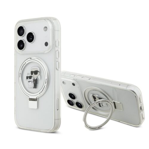 Karl Lagerfeld Ringstand Karl and Choupette MagSafe Zadní Kryt pro iPhone 17 Pro White KLHMP17LHMRSKCH