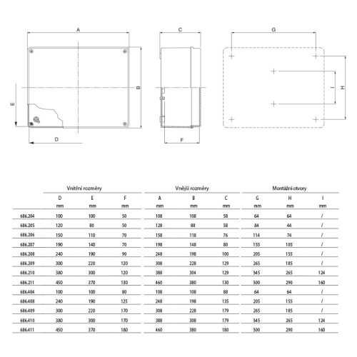 Krabice Scame SCABOX 685.011 450x370x130mm IP55 - Obrázek 2