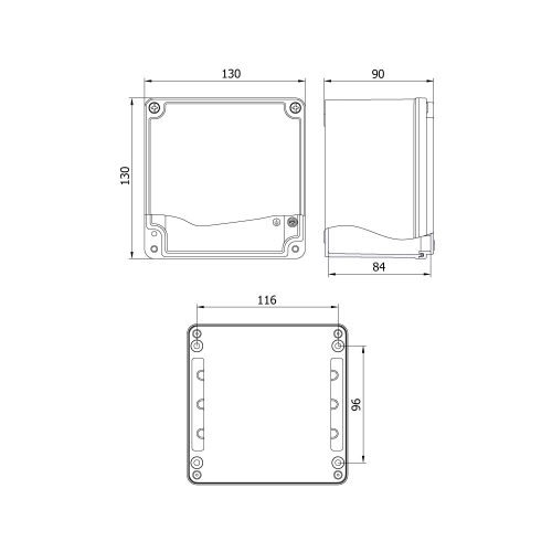 Krabice hliníková METEBOX 130x130x90mm na omítku IP67 - Obrázek 2