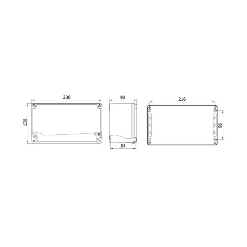 Krabice hliníková METEBOX 130x230x90mm na omítku IP67 - Obrázek 2
