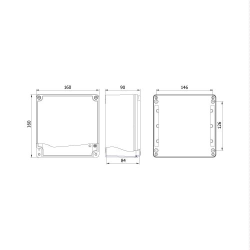 Krabice hliníková METEBOX 160x160x90mm na omítku IP67 - Obrázek 2