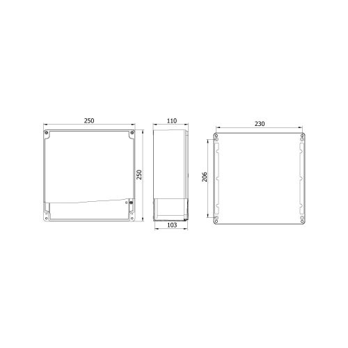 Krabice hliníková METEBOX 250x250x110mm na omítku IP67 - Obrázek 2