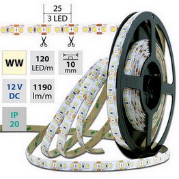 LED pásek McLED 12V teplá bílá š=10mm IP20 14W/m 120LED/m ML-121.367.60.0 (5m) - Obrázek 2