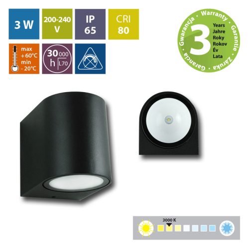LED svítidlo McLED Revos R 3W 3000K IP65 černá ML-518.005.19.0 - Obrázek 2