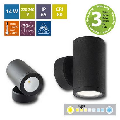 LED svítidlo McLED Verona 2R 2x7W 3000K IP65 černá ML-518.015.19.0 - Obrázek 2