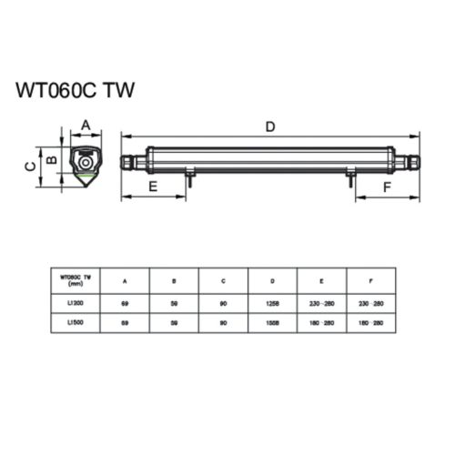 LED zářivka Philips Ledinaire WT060C LED36S/840 PSU TW1 L1200 4000K IP66 3600lm 30W - Obrázek 2