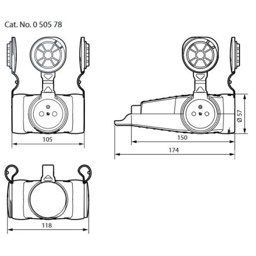 Legrand trojzásuvka gumová 230V/16A 50578 - Obrázek 2