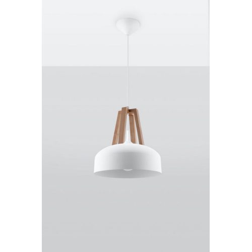 Lustr SOLLUX Casco E27 1x60W bez zdroje SL.0388 přírodní dřevo a ocel bílá - Obrázek 2