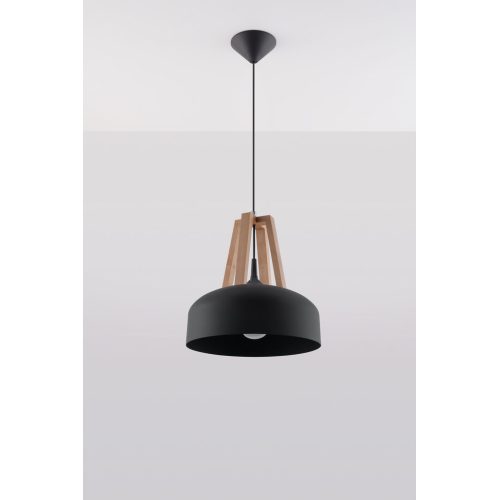 Lustr SOLLUX Casco E27 1x60W bez zdroje SL.0390 přírodní dřevo a ocel černá - Obrázek 2