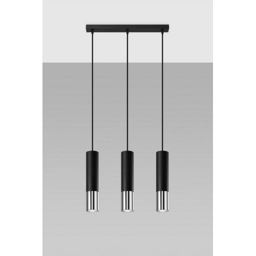Lustr SOLLUX Loopez 3l GU10 3x40W bez zdroje SL.0942 černá/chrom - Obrázek 2