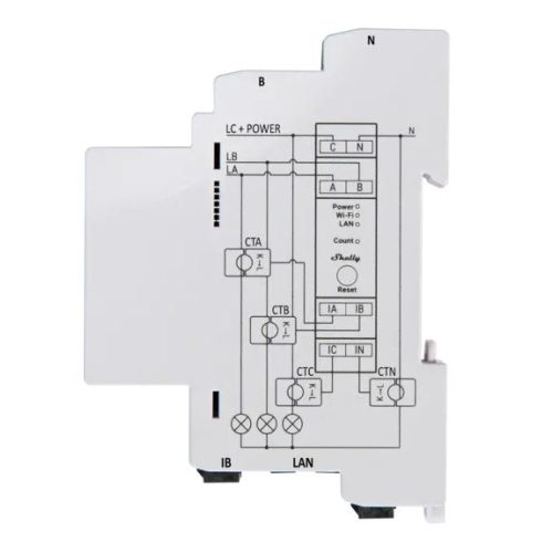 Měřič a monitor spotřeby elektrické energie WiFi/Bluetooth/LAN Shelly Pro 3EM - Obrázek 2