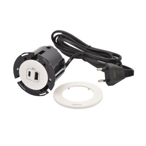 Nabíječka USB do nábytku Legrand Incara Disq 60 USB A+C bílá 654730 - Obrázek 2